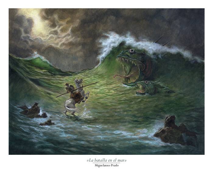 «La bataille sur la mer»  (50x40 cm)